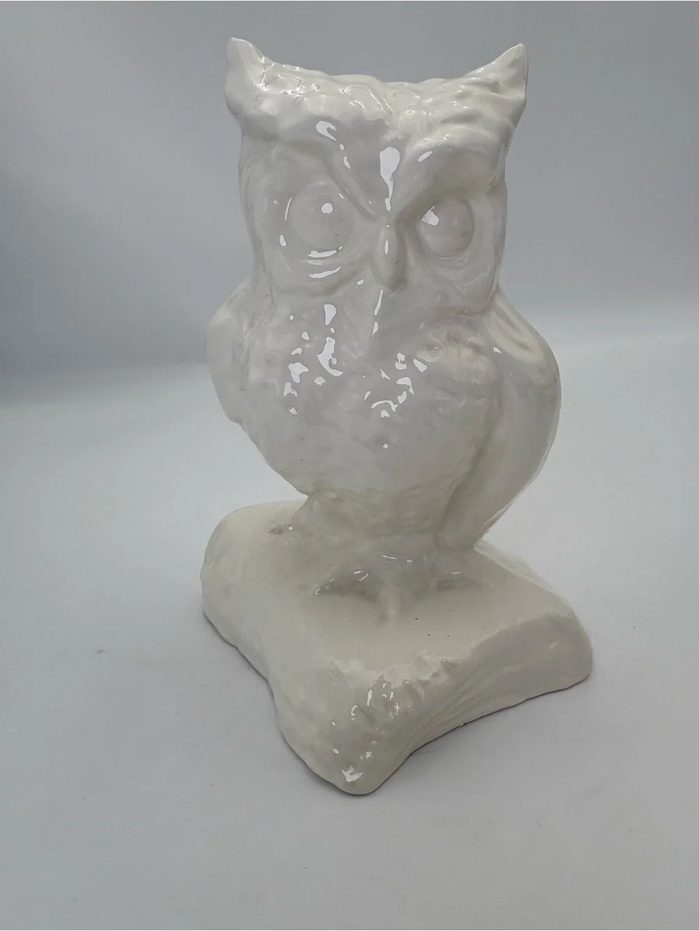 Vintage Ceramic Owl Vase - White Home Art Decor